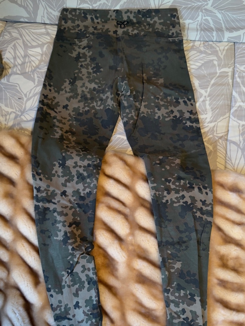 TNA Camouflage Print Leggings in Olive Green and Brown